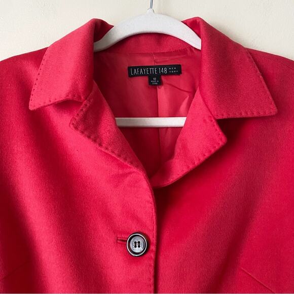 Lafayette 148 | Wool Angora Blazer Jacket Fall Holiday Red Size 10 - Picture 2 of 9